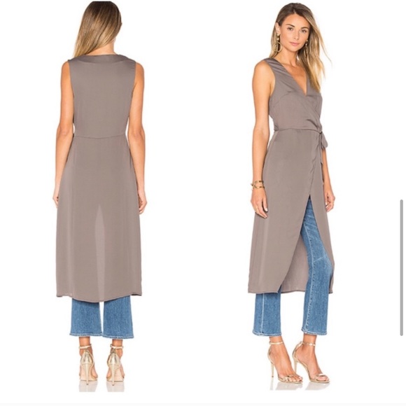 L’Academie High Low Wrap Blouse In Navy - Picture 5 of 8